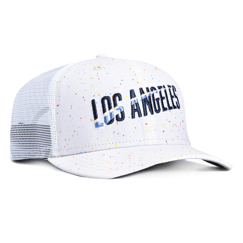 New Era 9Seventy Los Angeles Dodgers 2024 City Connect Speckle Snapback Trucker Hat - White New Era