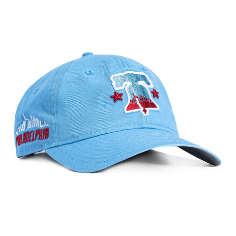 New Era 9Twenty Philadelphia Phillies City Patch Bell Strapback Hat - Light Blue New Era