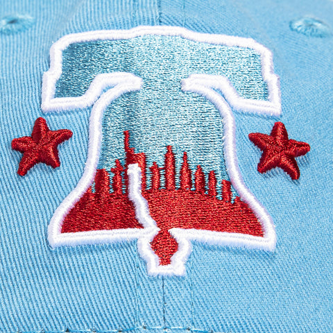 New Era 9Twenty Philadelphia Phillies City Patch Bell Strapback Hat - Light Blue New Era