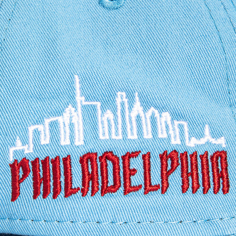 New Era 9Twenty Philadelphia Phillies City Patch Bell Strapback Hat - Light Blue New Era