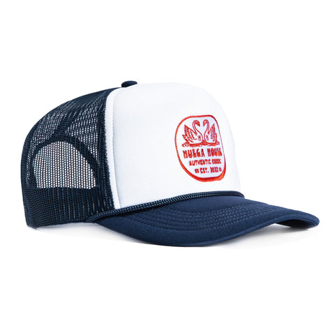 <div>HUEGA DOUBLE SWAN FOAM TRUCKER NVY/WHT SN</div> Huega House