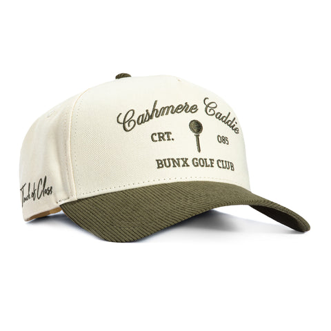Bunx Golf Cashmere Caddie Corduroy Snapback Hat - Natural, Green Bunx Golf