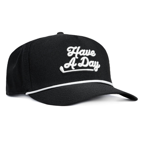 Breezy Golf Have A Day Rope Snapback Hat - Black, White Hat Club