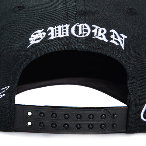 Sworn To Us Poetry in Motion Suede Snapback Hat - Black, Black, White Sworn To Us
