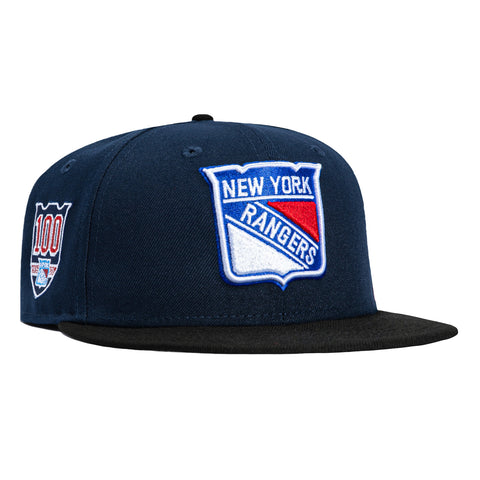 New Era 59Fifty New York Rangers 100th Anniversary Patch Hat - Navy, Black New Era
