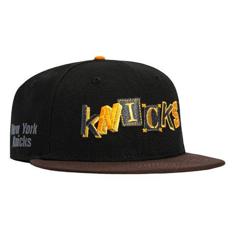 New Era 59Fifty New York Knicks Logo Patch Ransom Hat - Black, Brown New Era