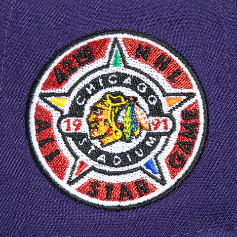 New Era 59Fifty Chicago Blackhawks 1991 All Star Game Patch Hat - Purple, Black New Era