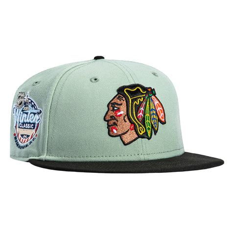 New Era 59Fifty Chicago Blackhawks 2015 Winter Classic Patch Hat - Everest Green, Black New Era