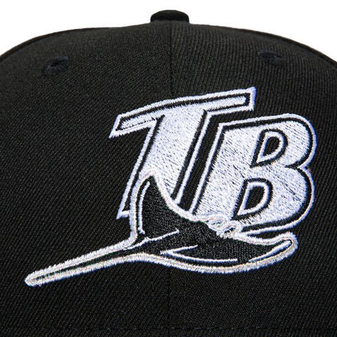 New Era 59Fifty Tampa Bay Rays 25th Anniversary Patch 1998 TB Hat - Black, White New Era