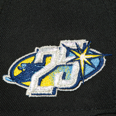 New Era 59Fifty Tampa Bay Rays 25th Anniversary Patch 1998 TB Hat - Black, White New Era