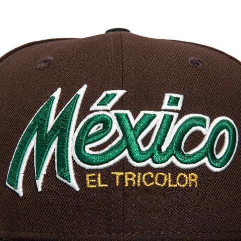 New Era 59Fifty Mexico El Tricolor Mexico Flag Patch Script Pink UV Hat - Brown, Black New Era
