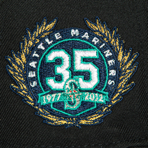 New Era 59Fifty Seattle Mariners 35th Anniversary Patch 1987 Hat - Black, White New Era