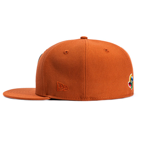 New Era 59Fifty Mexico World Baseball Classic Mexico Flag Patch Hat - Burnt Orange, Brown, Metallic Copper New Era
