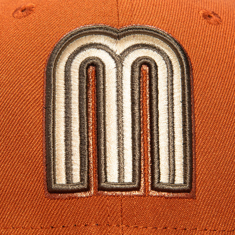 New Era 59Fifty Mexico World Baseball Classic Mexico Flag Patch Hat - Burnt Orange, Brown, Metallic Copper New Era