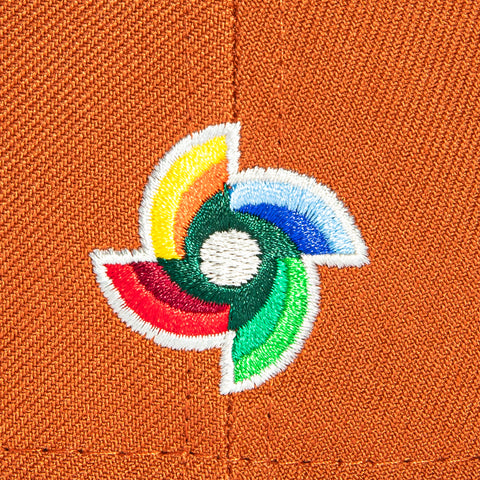 New Era 59Fifty Mexico World Baseball Classic Mexico Flag Patch Hat - Burnt Orange, Brown, Metallic Copper New Era