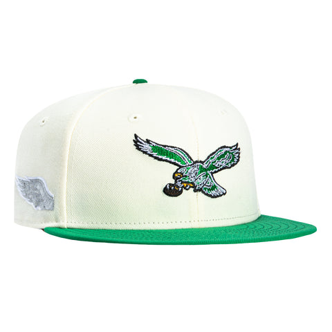 New Era 59Fifty Philadelphia Eagles Wing Patch 1989 Hat - White, Kelly Green New Era