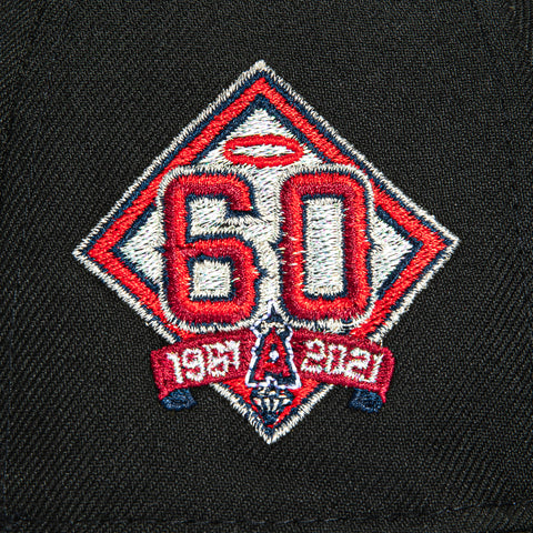 New Era 59Fifty Los Angeles Angels 60th Anniversary Patch 1961 Hat - Black, White New Era