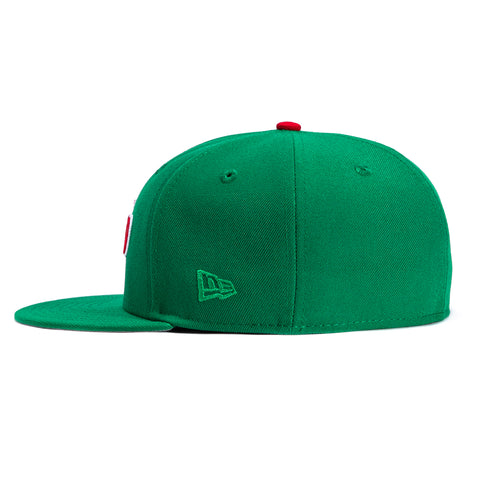 New Era 59Fifty Mexico El Tricolor Mexico Flag Patch Script Snapback Hat - Kelly Green New Era