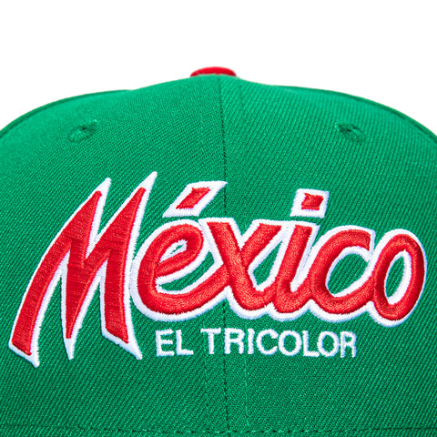 New Era 59Fifty Mexico El Tricolor Mexico Flag Patch Script Snapback Hat - Kelly Green New Era
