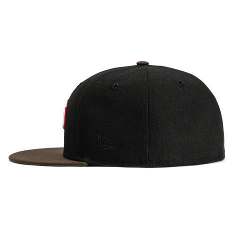New Era 59Fifty Mexico El Tricolor Mexico Flag Patch Script Snapback Hat - Black, Brown New Era
