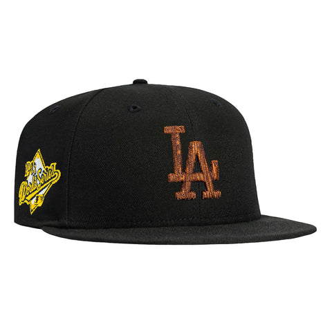 New Era 59Fifty Los Angeles Dodgers 1988 World Series Patch Wood Hat - Black, Brown New Era