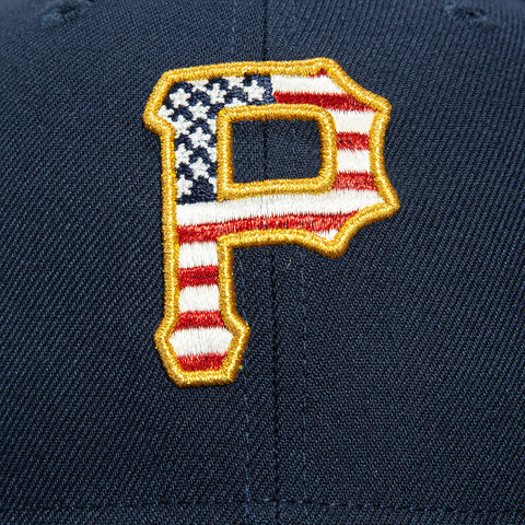 New Era 59Fifty Pittsburgh Pirates 1974 All Star Game Patch USA Flag Fill Pink UV Hat - Navy New Era