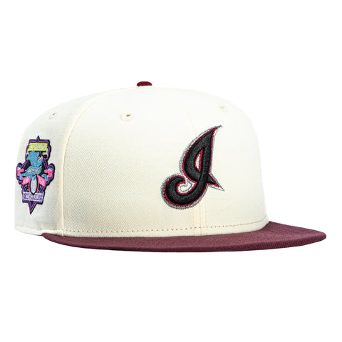 New Era 59Fifty Cleveland Indians Charter Member Patch I Pink UV Hat - White, Cardinal, Black New Era