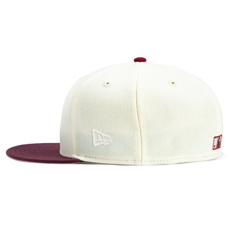 New Era 59Fifty Cleveland Indians Charter Member Patch I Pink UV Hat - White, Cardinal, Black New Era