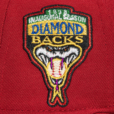 New Era 59Fifty Arizona Diamondbacks Inaugural Patch Upside Down Pink UV Hat - Brick, Cardinal New Era