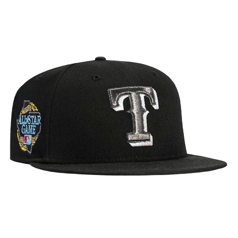 New Era 59Fifty Texas Rangers 2024 All Star Game Patch Light Blue UV Hat - Black New Era