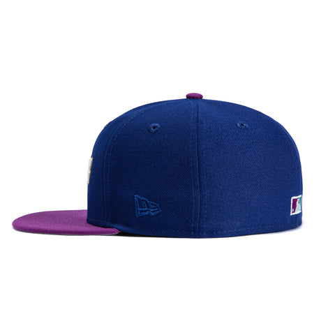 New Era 59Fifty Los Angeles Dodgers 50th Anniversary Stadium Patch Old English Hat - Royal, Purple New Era