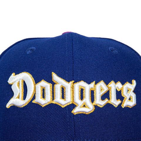 New Era 59Fifty Los Angeles Dodgers 50th Anniversary Stadium Patch Old English Hat - Royal, Purple New Era