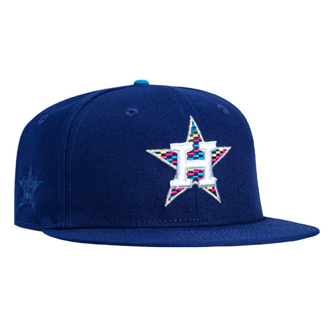 New Era 59Fifty Houston Astros Logo Patch Brick Neon Blue Undervisor Hat - Royal New Era