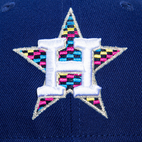 New Era 59Fifty Houston Astros Logo Patch Brick Neon Blue Undervisor Hat - Royal New Era
