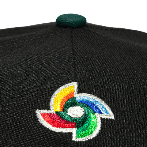 New Era 9Forty A-Frame Mexico World Baseball Classic Mexico Flag Patch Snapback Hat - Black, Green New Era