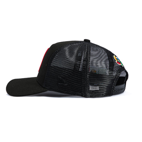 New Era 9Forty A-Frame Mexico World Baseball Classic Mexico Flag Patch Trucker Snapback Hat - Black New Era