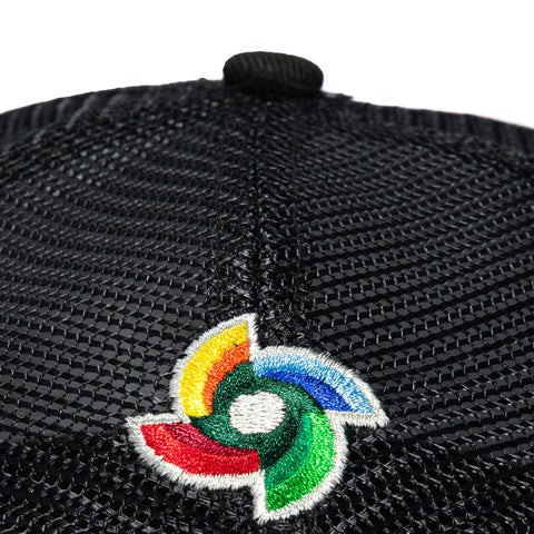 New Era 9Forty A-Frame Mexico World Baseball Classic Mexico Flag Patch Trucker Snapback Hat - Black New Era