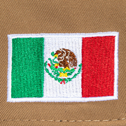 New Era 9Forty A-Frame Mexico World Baseball Classic Mexico Flag Patch Snapback Hat - Khaki, Mint, Metallic Gold New Era