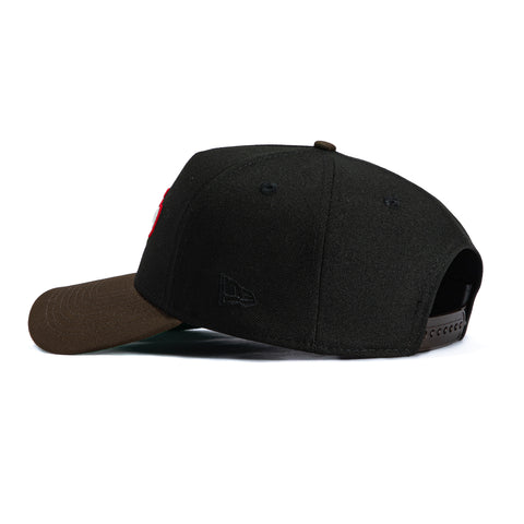 New Era 9Forty A-Frame Mexico El Tricolor Mexico Flag Patch Script Snapback Hat - Black, Brown