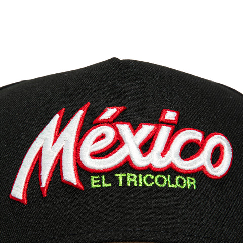 New Era 9Forty A-Frame Mexico El Tricolor Mexico Flag Patch Script Snapback Hat - Black, Brown New Era
