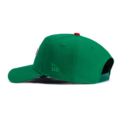 New Era 9Forty A-Frame Mexico El Tricolor Mexico Flag Patch Script Snapback Hat - Kelly Green New Era