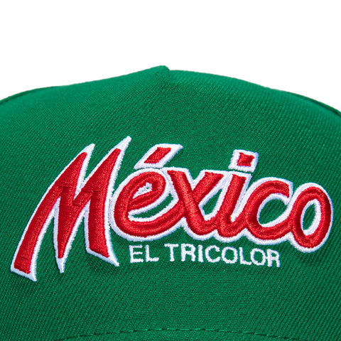 New Era 9Forty A-Frame Mexico El Tricolor Mexico Flag Patch Script Snapback Hat - Kelly Green New Era