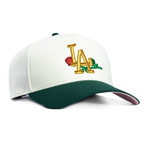 New Era 9Forty A-Frame Los Angeles Dodgers Rose Snapback Pink UV Hat - White, Green New Era