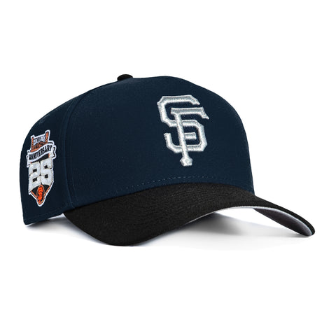 New Era 9Forty A-Frame San Francisco Giants 25th Anniversary Stadium Patch Snapback Hat - Navy, Black, Metallic Silver New Era