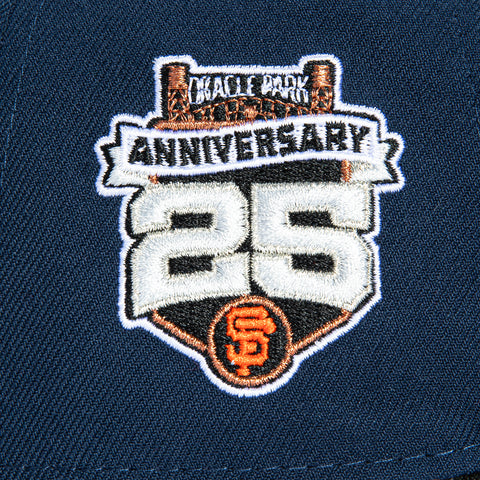 New Era 9Forty A-Frame San Francisco Giants 25th Anniversary Stadium Patch Snapback Hat - Navy, Black, Metallic Silver New Era