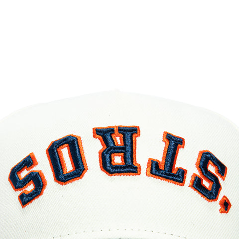 New Era 9Forty A-Frame Houston Astros 2017 World Series Patch Upside Down Word 'Stros Snapback Hat - White, Navy New Era