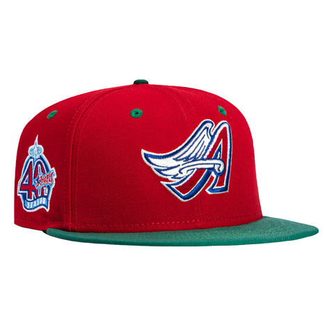 New Era 59Fifty Holiday Party Los Angeles Angels 40th Anniversary Patch 1997 Hat - Red, Kelly Green New Era