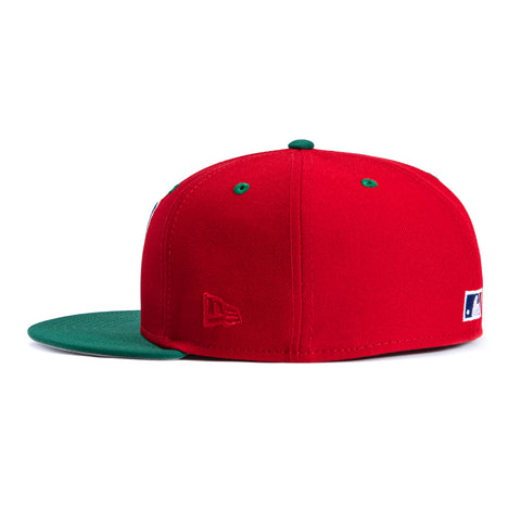 New Era 59Fifty Holiday Party Los Angeles Angels 40th Anniversary Patch 1997 Hat - Red, Kelly Green New Era