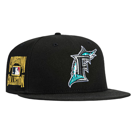 New Era 59Fifty Miami Marlins Gold Cooperstown Collection Patch 1993 Hat - Black New Era