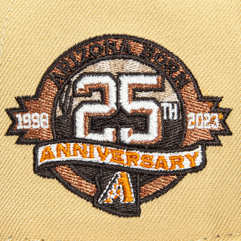 New Era 59Fifty Sepia Arizona Diamondbacks 25th Anniversary Patch Script Hat - Tan, Khaki